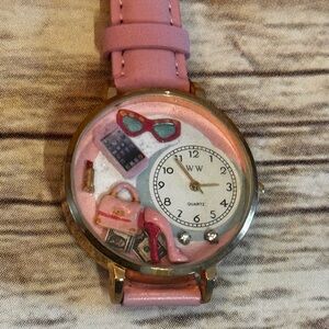 Pink Women's Watch with Gold Accents